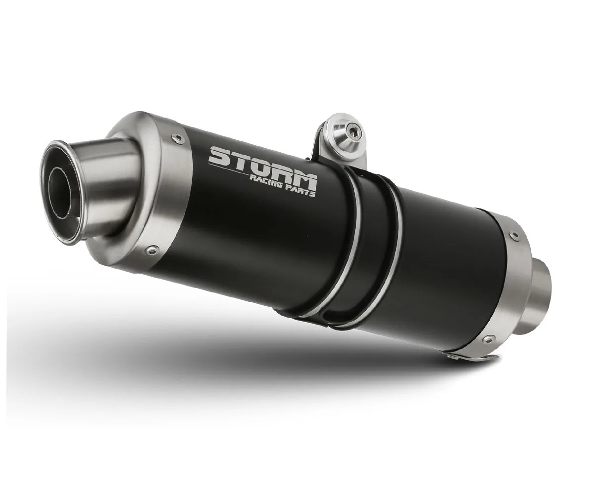 Exhaust Storm by Mivv Muffler Oval Nero Steel for Kawasaki Z 750 2004 > 2006