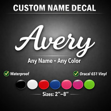 Custom Name Vinyl Decal Personalized Script Sticker Car Laptop