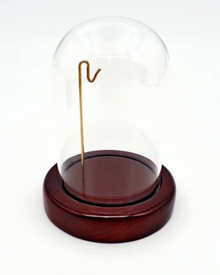 Pocket Watch Glass Display Dome 3'' x 4'' Dark Brown Solid Wood Base
