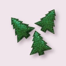Tree embellishments, 34mm fabric glitter tree, Christmas craft supplies, 20pcs