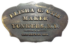 Vintage Brass Elisha Otis Elevator Co. NAMEPLATE 125Th Anniversary Belt Buckle