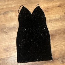 Black Sequin Sleeveless Bodycon V-Neck Party Dress Women Short