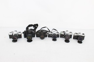 F x6 Vintage SLR Film Cameras Inc Fujica ST605 Praktica MTL3 Etc