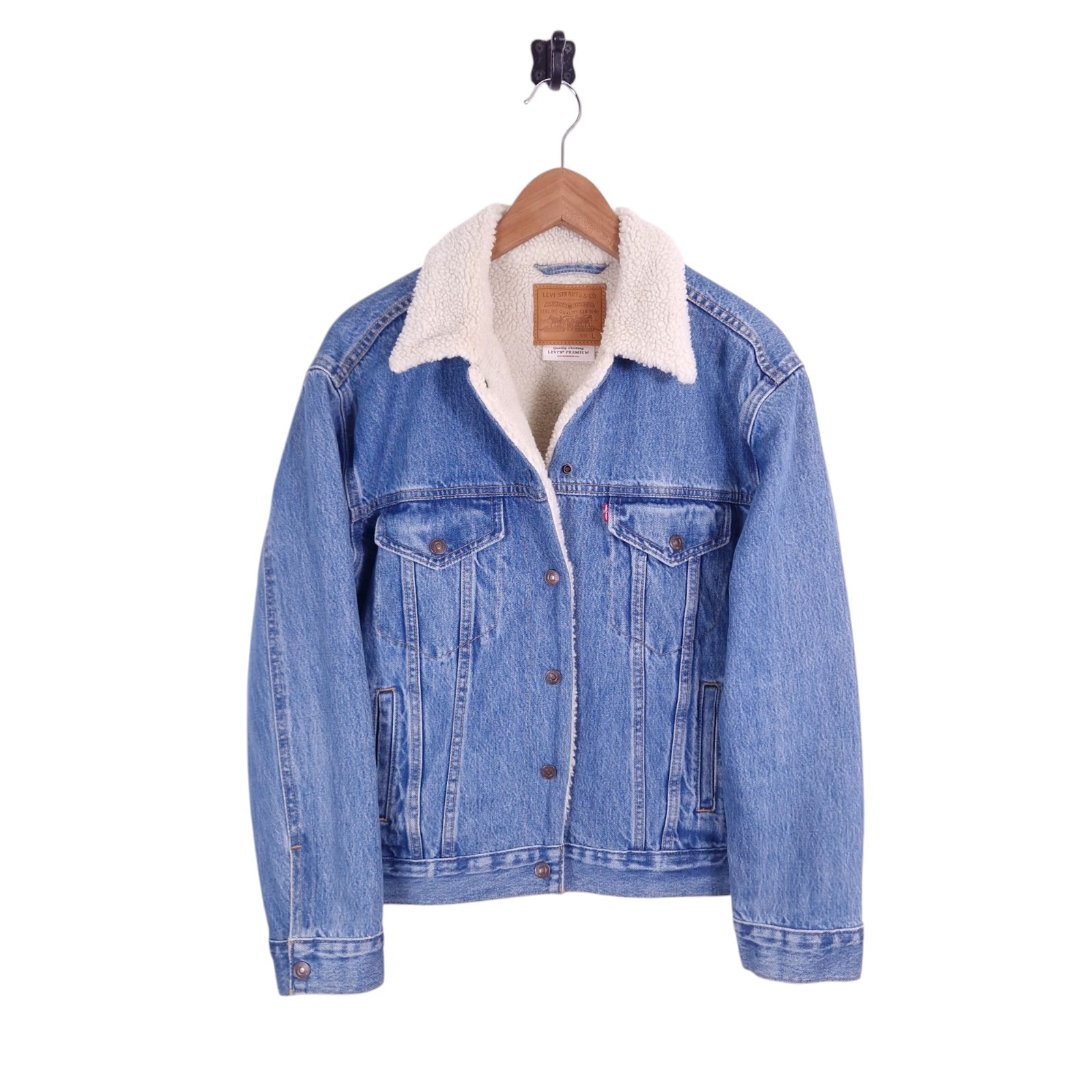 Women's Levis Sherpa Denim Jacket Fleece Lined Large