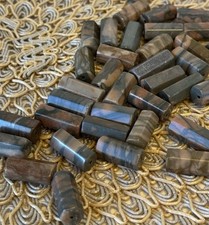 36 Natural Gemstone Picasso Jasper Faceted Tube Beads 8x20mm
