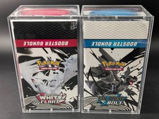 2x Pokemon Black Bolt White Flare Sealed Booster Bundle Display Case W/Acrylic