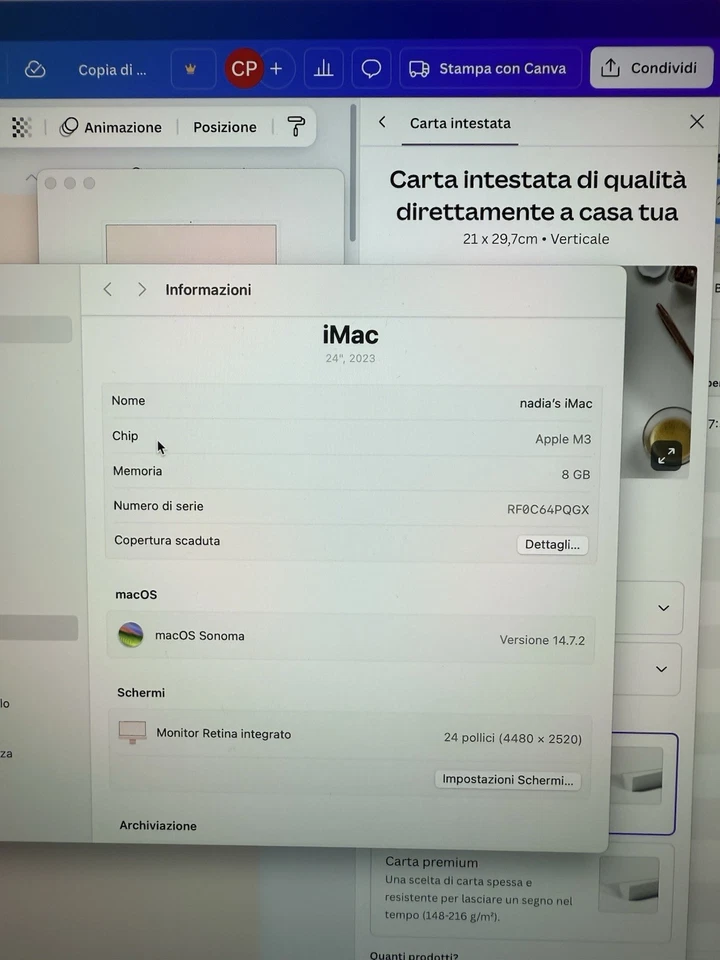 Apple iMac 24" (512GB SSD, M3, 8GB, GPU 10‑Core) Rosa - MQRK3T/A (Ottobre 2023) - Immagine 2 di 4