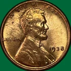 1938 Lincoln Wheat Cent Brilliant Uncirculated BU Coin #37707