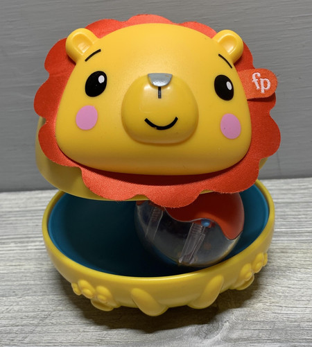 Fisher Price Lion Baby Activity Toy Rattle Ball Peekaboo Yellow Blue Toddler