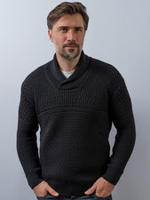 NWT Aran Men's Textured Shawl Collar Sweater, Choose Color  Size  