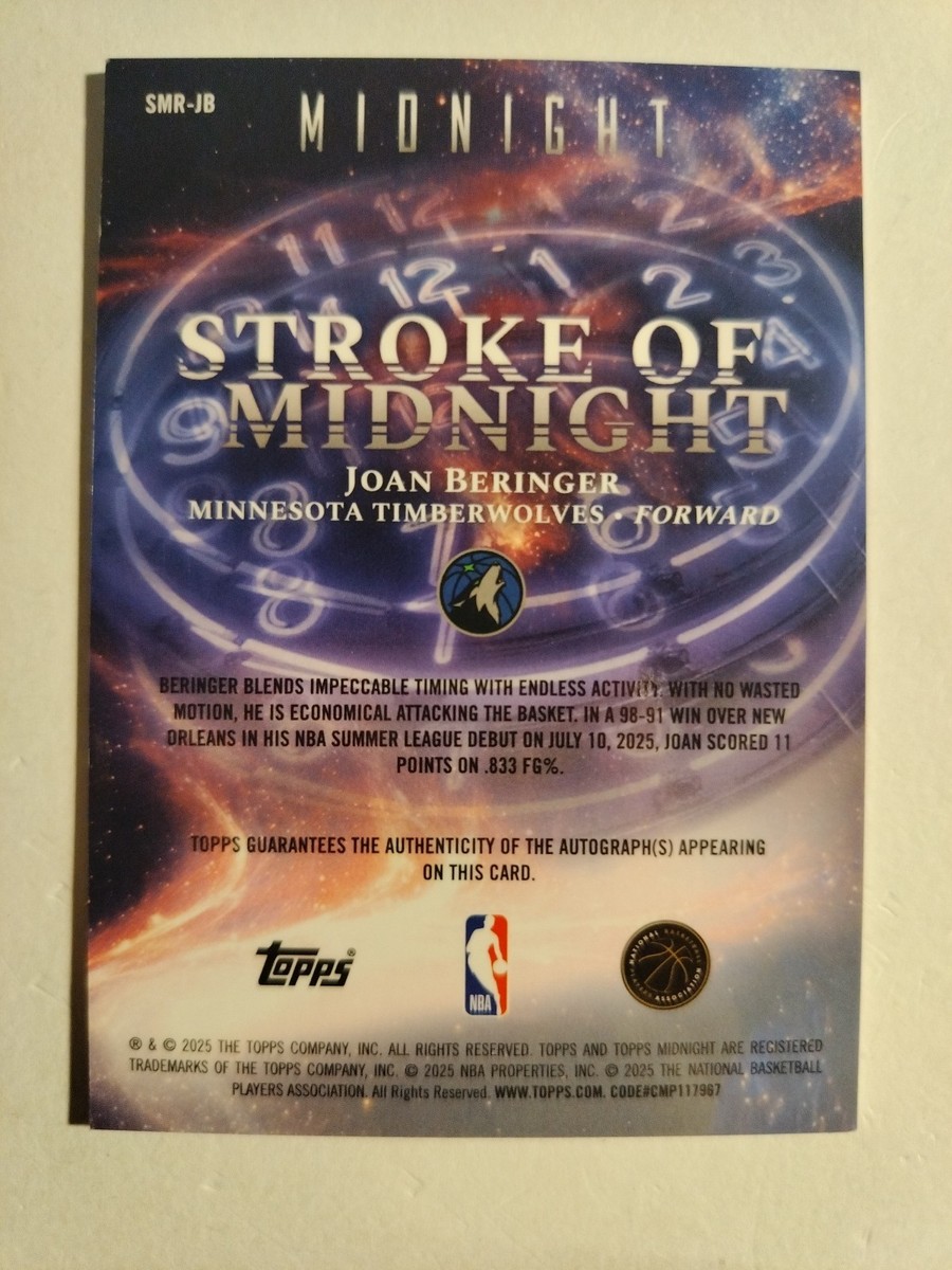 Topps Midnight Stroke of Midnight Joan Beringer Autograph RC #005 