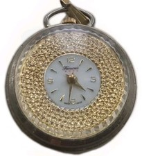 Famous Windup Ladies Ornate Goldtone Pendant Watch White Dial Stops Starts