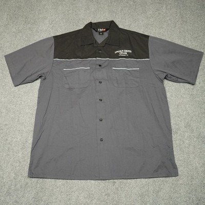 TMR Lincoln County Cycles Men's Casual Button-Down Shirt XL Gray