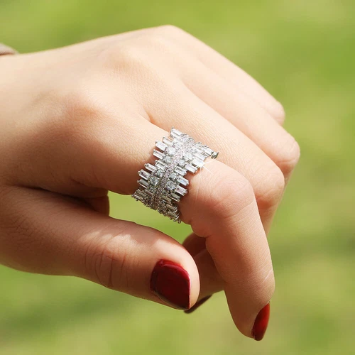 Women 925 Silver Filled Wedding Rings Cubic Zircon Engagement Jewelry Sz 6-10 - Picture 24 of 34