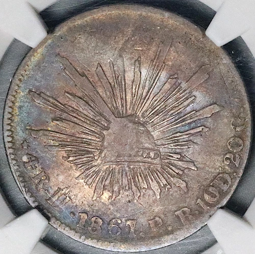 1867-Ho NGC Fine Mexico 4 Reales Rare Hermosillo Mint Silver Coin (25061401C)