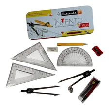 Classmate Invento Plus 9-Piece Mathematical Drawing Set, Metal & Plastic in Tin