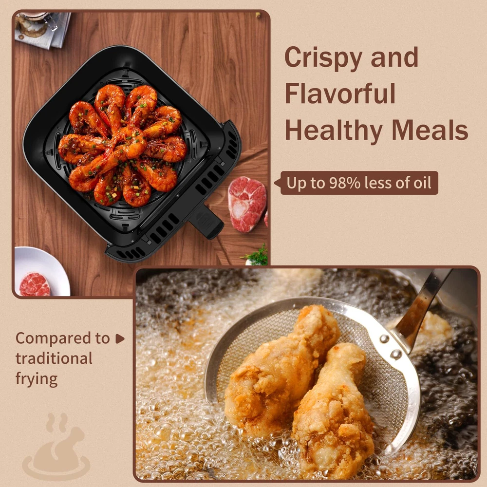 Air Fryer with LCD Touchscreen and ClearCook Window for Easy Monitoring Air Fryer with LCD Touchscreen and ClearCook Window for Easy Monitoring