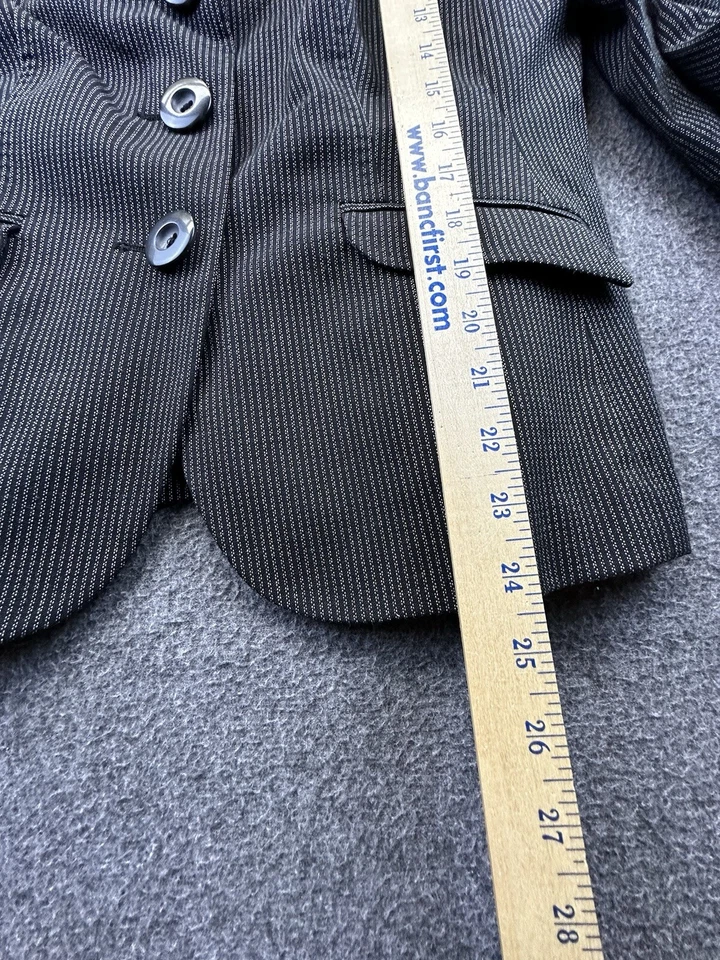 Blazer Sigrid Olsen Mujer 8 Negro Rayas Forrado Bolsillos Traje Chaqueta Abotonada Foto 4 de 4