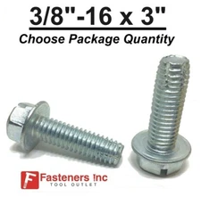 3/8-16 x 3" Hex Bolt Thread Cutting Screw Zinc Plated Type F Self Tapping