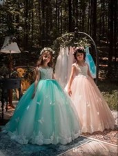 Girls Pageant Dress Princess Gown Flower Girl Dresses Butterfly Kids Formal Gown