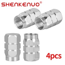 4 Pcs Car Truck Bike Accessories Dust Seal Air Cap Aluminum Alloy Silver Parts