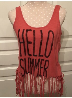 Top Rose à Franges « Hello Summer » - Marque Aeropostale - Taille M - Occasion