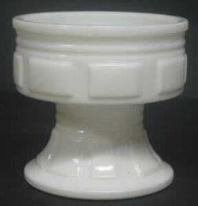 Vintage-solid-white-milk-glass-Planter-Randall-Block-Pattern-Bulb-Pedestal-4-5-034-h