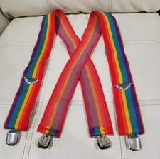 Vintage Rainbow Pride Suspenders Mork Mindy Ork Clown 2" Wide LGBTQ 70s 80s
