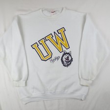 VTG UW University of Washington Huskies Sweatshirt White College Sports USA Made