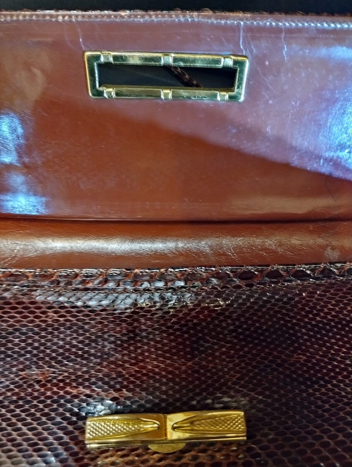 Vintage Handcrafted Python Snake Leather Handbag … - image 5