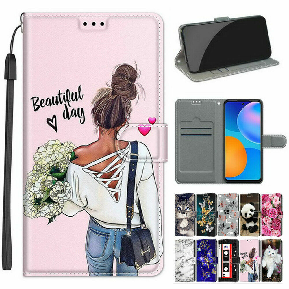 Butterfly Rose Cat Wallet Phone Case For Nokia G60 Motorola Asus Alcatel 3L LG