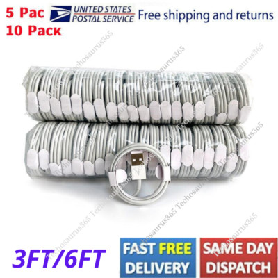 USB Charger Cable 3/6Ft For iPhone 11 XS XR X 8 7 6 iPad Charging Data Cord LOT