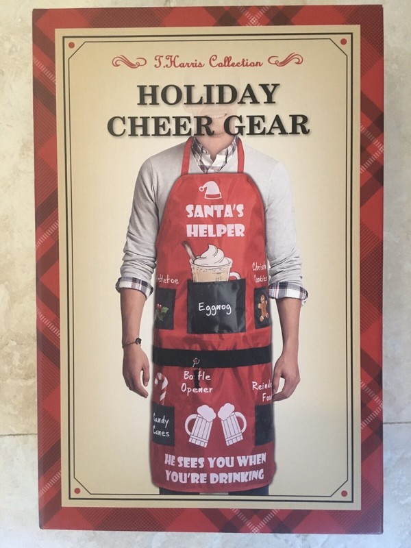 Santa's Helper - He Sees You When You're Drinking Adult Christmas Apron - NIB