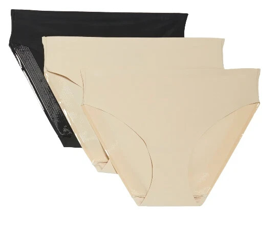 TC L34360 Women's Beige Black 3-Pack Matte Micro Hipster Panties Size XL