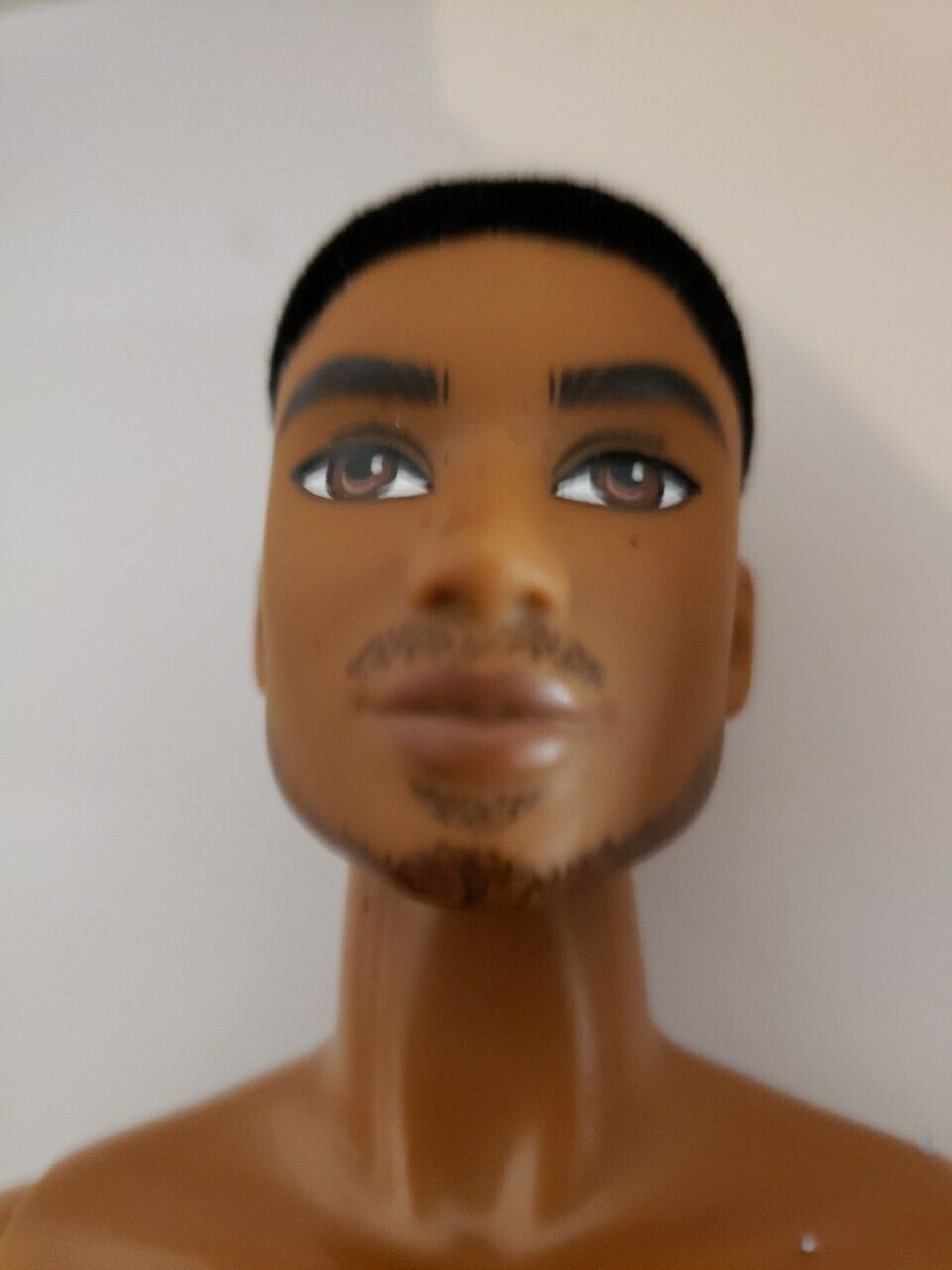 AFRICAN AMERICAN  NATURALISTAS Doll  WITH FACIAL HAIR & FLOCKED HAIR NUDE DOLL