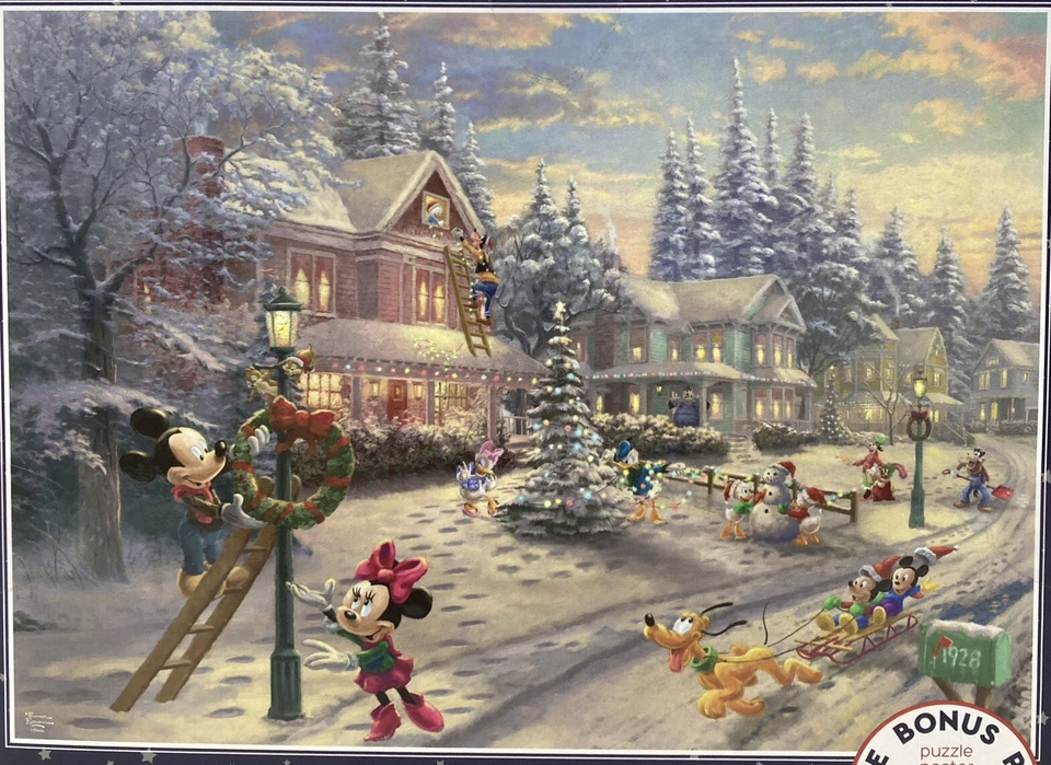 Lote de 3 quebra-cabeças Disney Thomas Kinkade Pato Donald, Dumbo, Mickey e Minnie NOVO - Imagem 4 de 4
