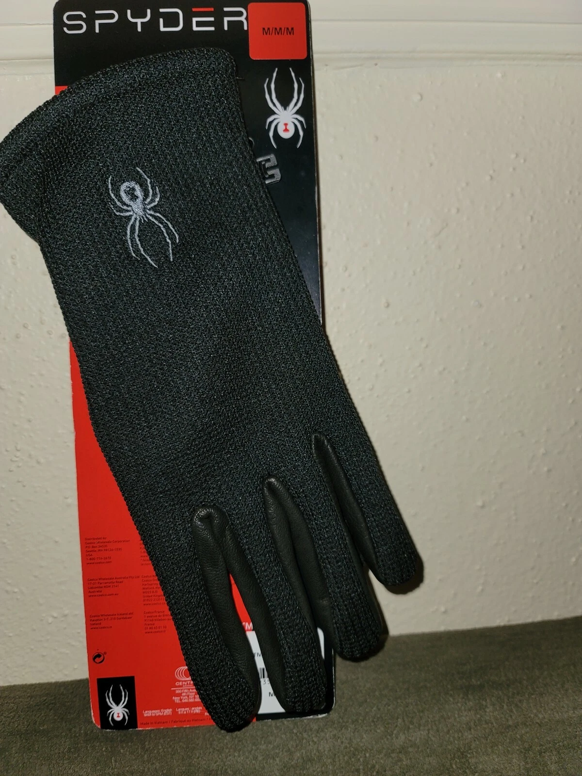 Spyder Core Conduct Leather Palm Stretchable Gloves Size Medium ~New w/Tags~