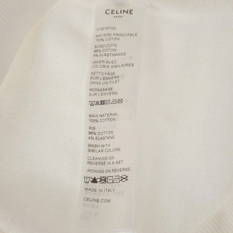 CELINE Felpa con Cappuccio Sciolta Cotone Bianco S Unisex TGIS