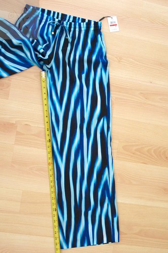 NEW CALVIN KLEIN PALAZZO PANTS CHIFFON BLUE BLACK ZEBRA PRINT XS EXTRA SMALL $79 - Picture 7 of 12