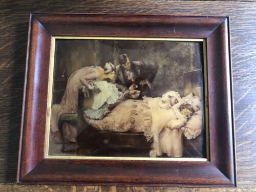 Antique 1901 M. Goodman Litho Convex Frame Christmas Doll For Girls For Santa - Picture 1 of 10
