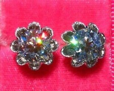 3.00Ct Lab Created Diamond Push Back Flower Stud Earrings 14K White Gold Plated