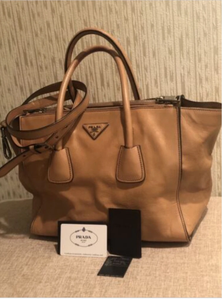 prada double zip tote