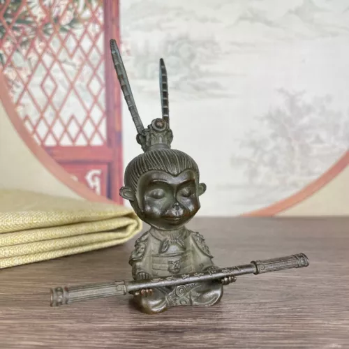 Art Collection Bronze Buddha Affe Wu Kong Figur Statue Buddha Tee Haustier Deko - Bild 2 von 11