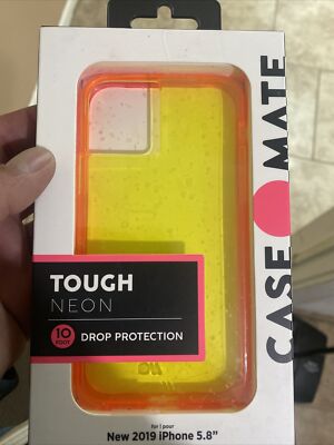 Case Mate 2019 Apple iPhone 11 Pro 5.8  Pink & Yellow Neon Hard Case 80 s Theme