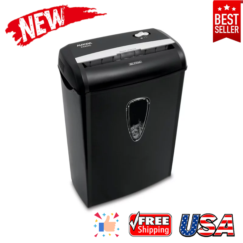 Paper Shredder Cross-Cut 8-Sheet Shred Credit Card Staple W/ Indicator Office US-image