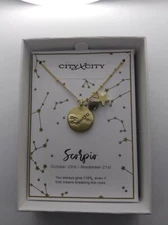 City X City Horoscope Scorpio Gold Ton 3 Charm Necklace New in Box