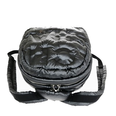 CHANEL Doudoune Backpack Embossed Nylon Leather Gray Black  display picture 2