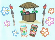 Tiki Die Cut Set, 11 pcs. Tiki Printed Die Cuts - Tiki Bar - Tiki Hut - Tropical