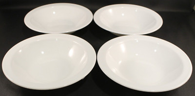 CORNING Rimmed White Cereal / Soup Bowls * Set of 4 * Excellent Condition 7''