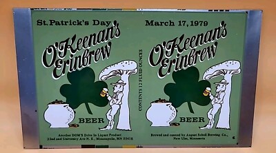 Vtg O'KEENAN'S ST. PATRICK'S DAY BEER CAN UNROLLED SHEET  Schell Brewing Mn. NOS